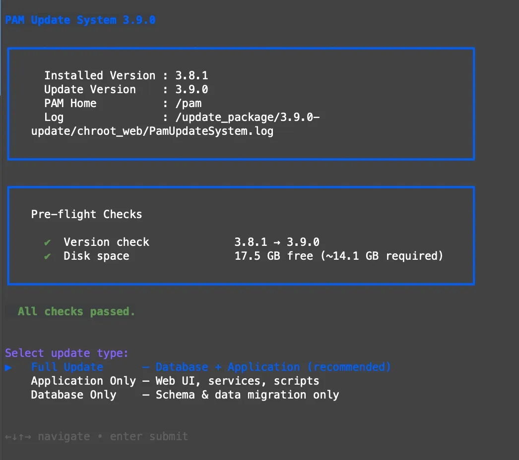 Select update method on CLI