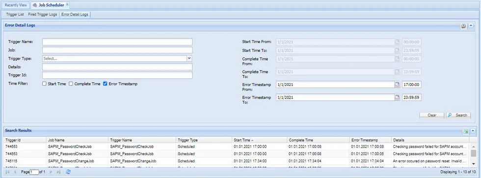 Error Detail Logs