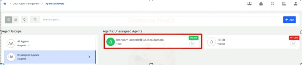 Linux Agent Dashboard first registration of the agent