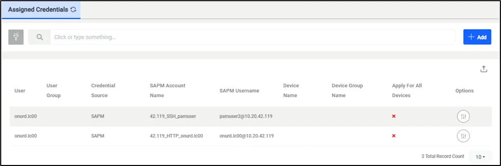 Assigned Credential Configuration