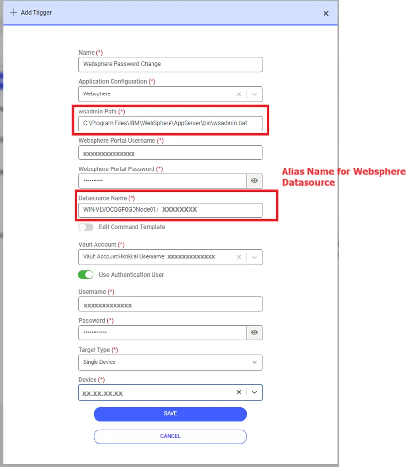 Application Management Definition Screen