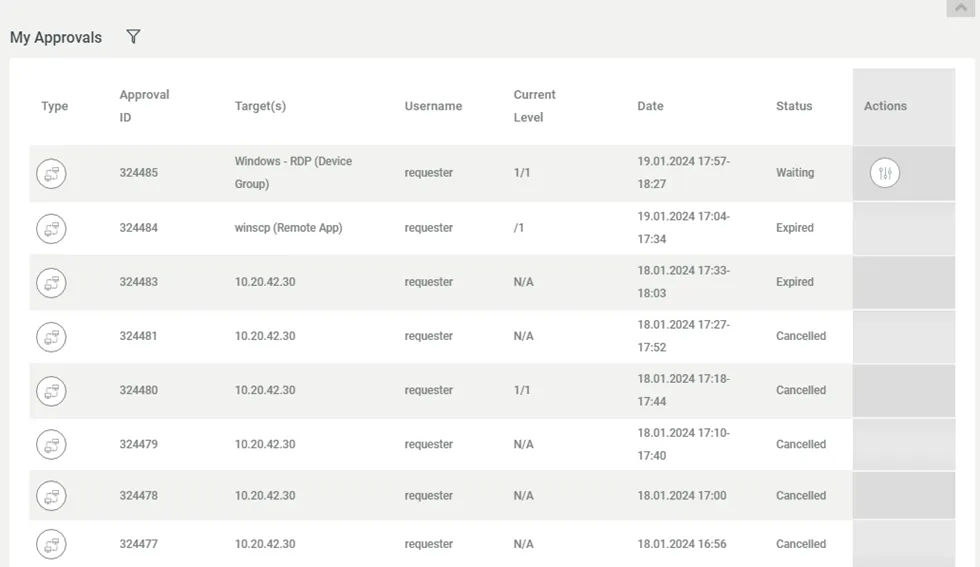 Approval Management Page