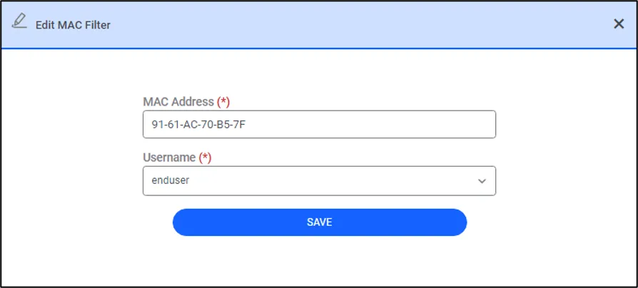 802.1x Mac Filtering 802.1x Mac Filtering