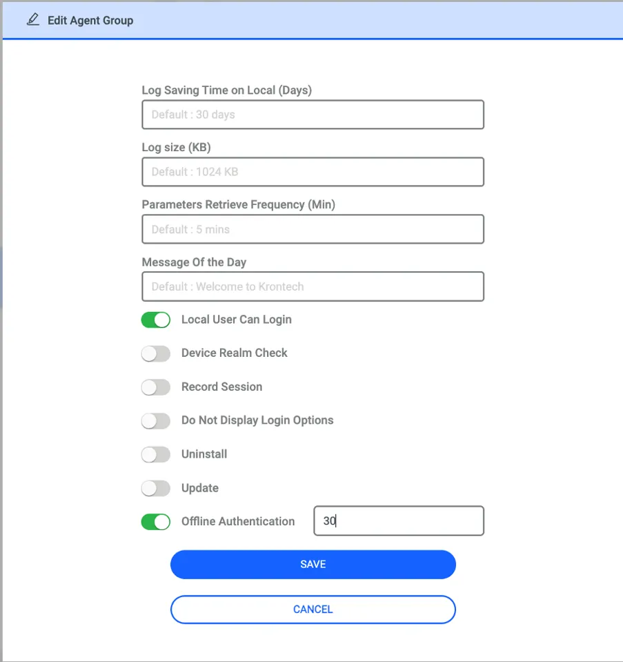 Offline Authentication Configuration