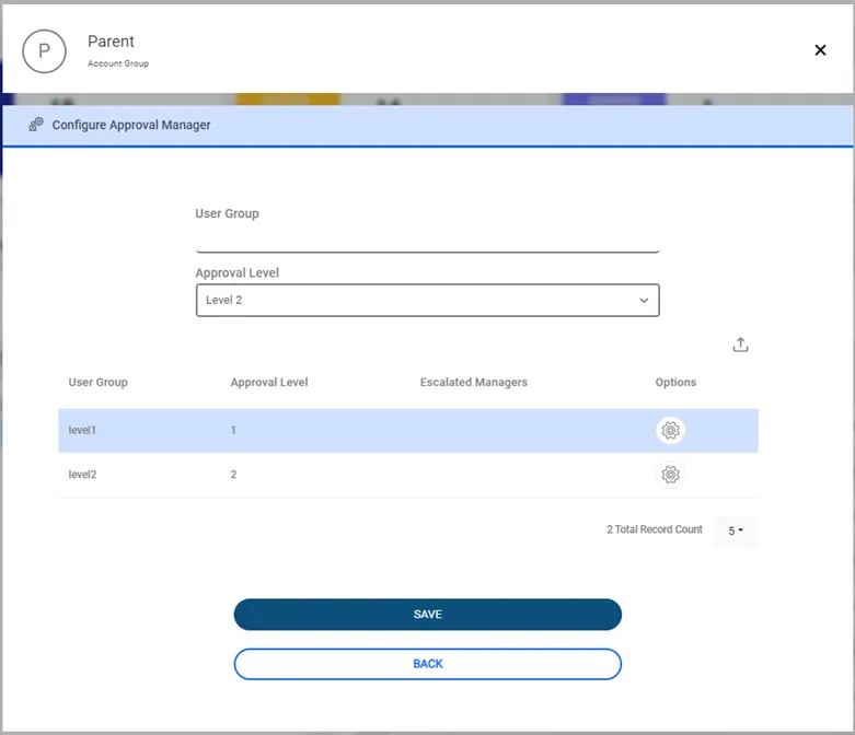 Configure Approval Manager Screen
