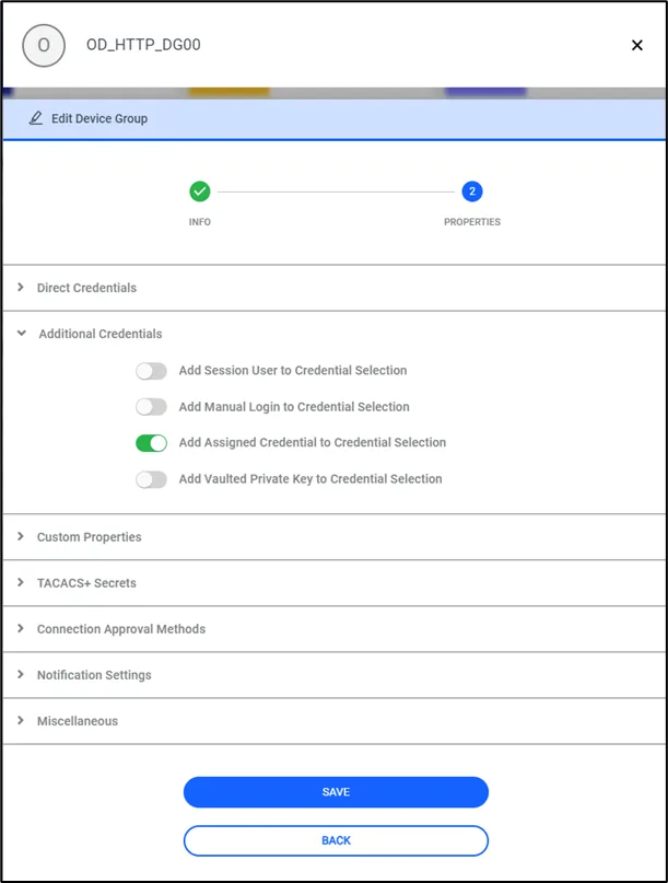 Mapping Assigned Credential to Device Group Mapping Assigned Credential to Device Group