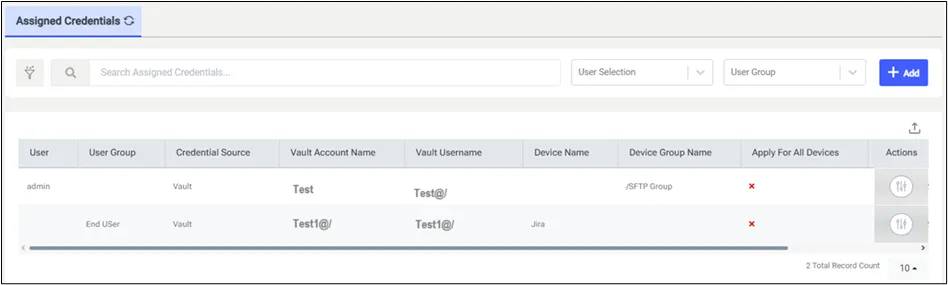 Assigned Credential Configuration