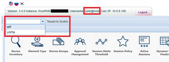  Showing “Tenant Switch” on Host GUI