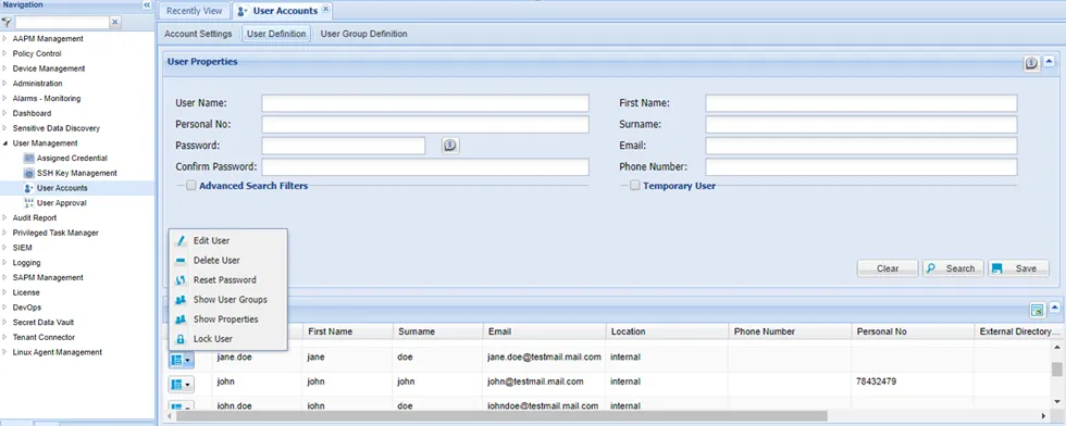 Figure - Options Menu in the Search Results frame Figure - Options Menu in the Search Results frame