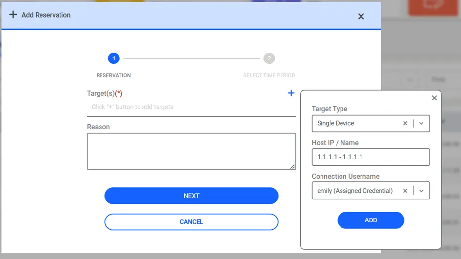 Single Device selection for Connection Reservation Single Device selection for Connection Reservation