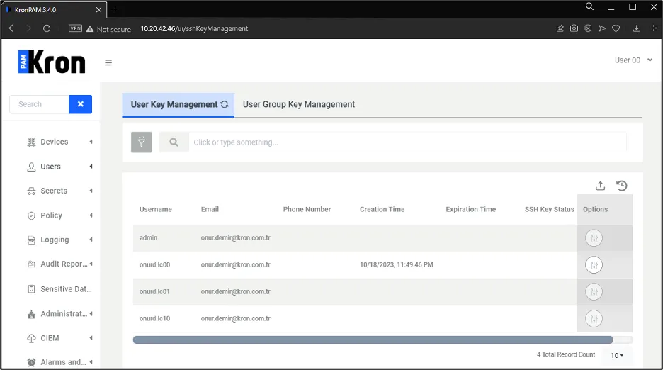 User Key Management User Key Management