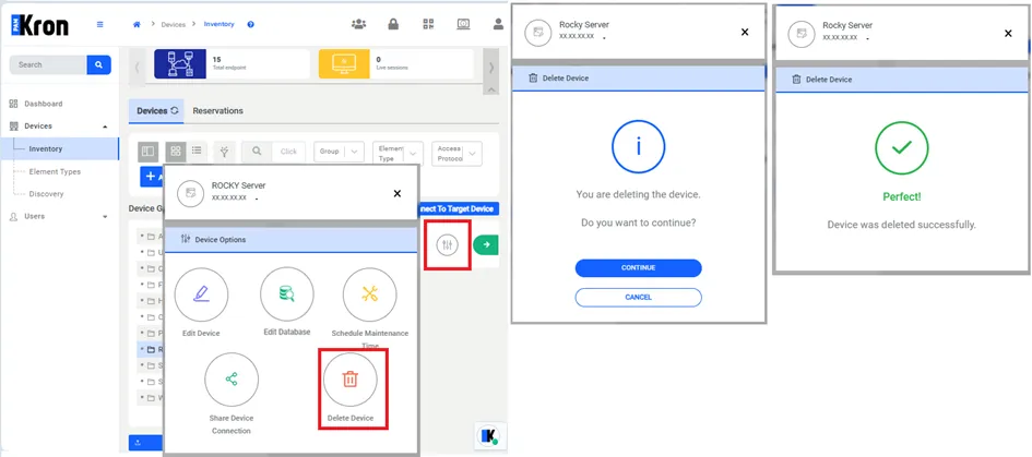 Delete device option