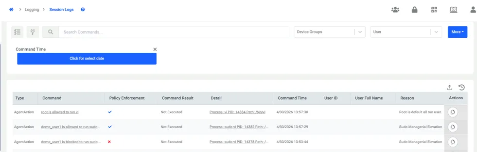 Sudo Command process Logs on Kron PAM Session logs
