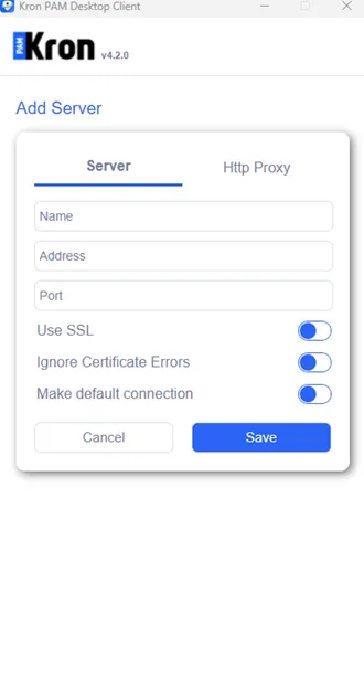Add your server information and Save.