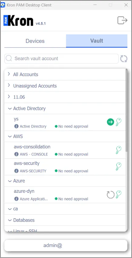 Password Vault on Kron PAM Desktop Client