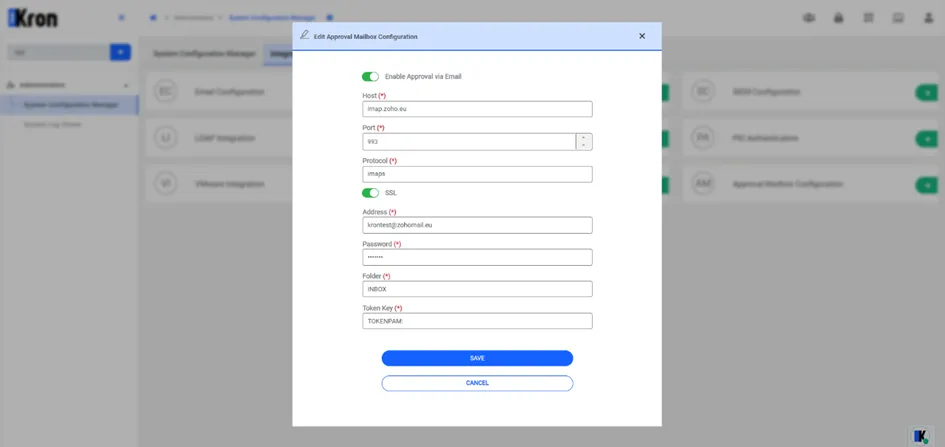 Add Approval Mailbox Configuration Add Approval Mailbox Configuration