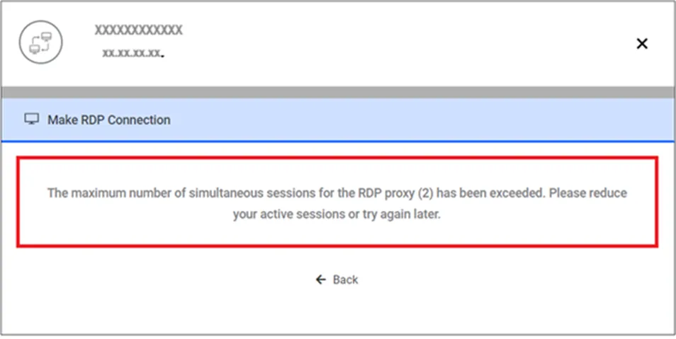 When a user exceeds the session, the informing message appears When a user exceeds the session, the informing message appears
