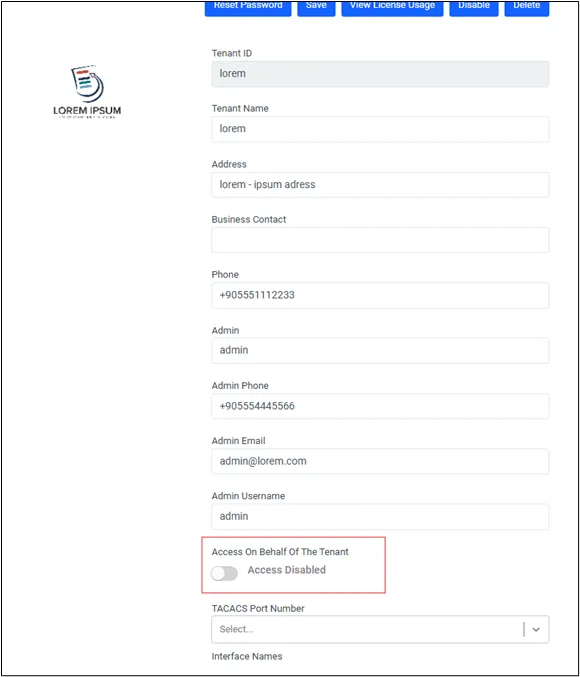 Enabling Access on Behalf of the Tenant Enabling Access on Behalf of the Tenant