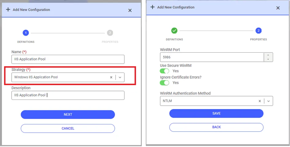 Application Configuration Definition Screen Application Configuration Definition Screen