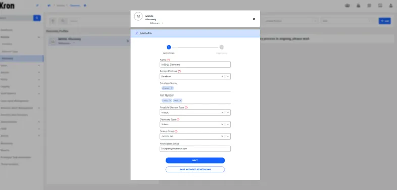 Database Discovery Profile