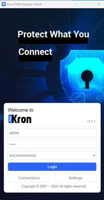 Kron PAM Desktop Client Interface