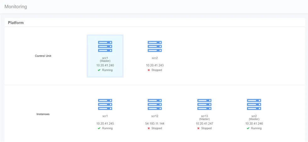 Instance health status in Monitoring Screen
