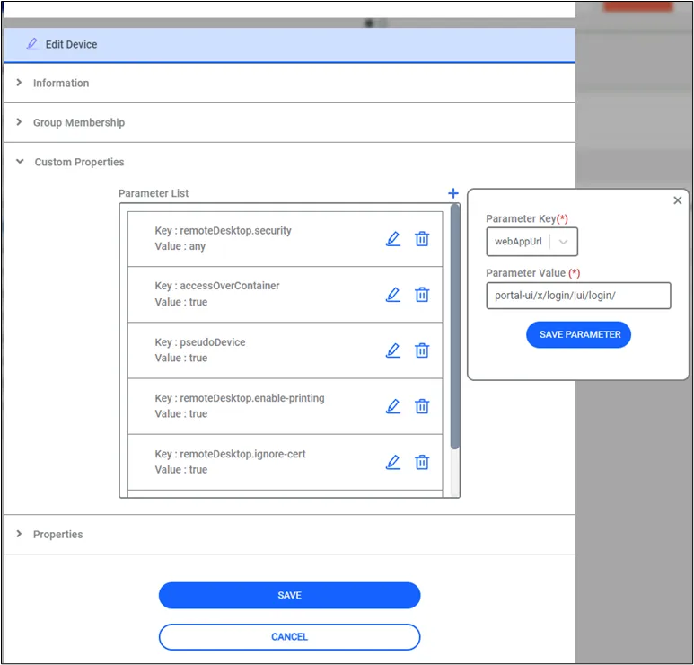 Multiple Login Definition of Device Properties that Enables Kron PAM Desktop Client Access