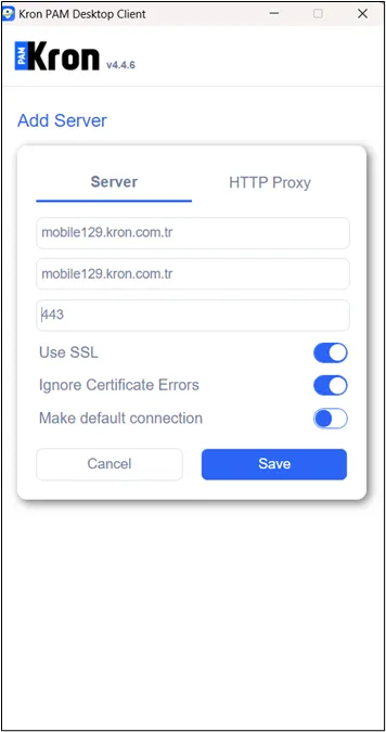 Kron PAM Desktop Client Connection Interface Kron PAM Desktop Client Connection Interface