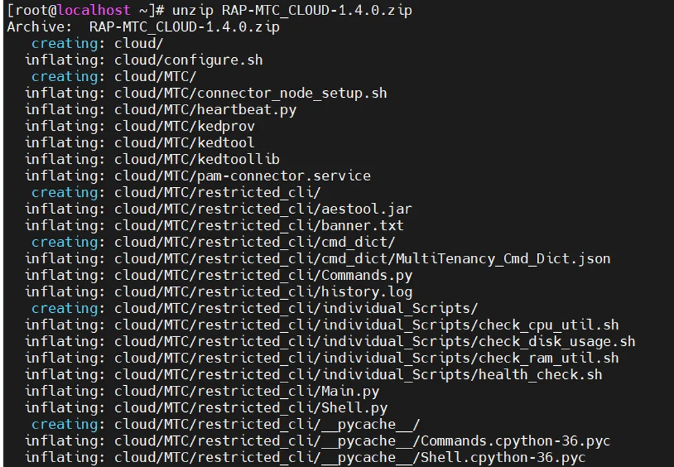 Extracting the zipped installation script files