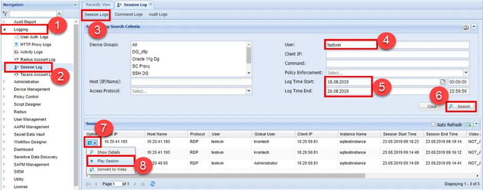 Session Log Session Log