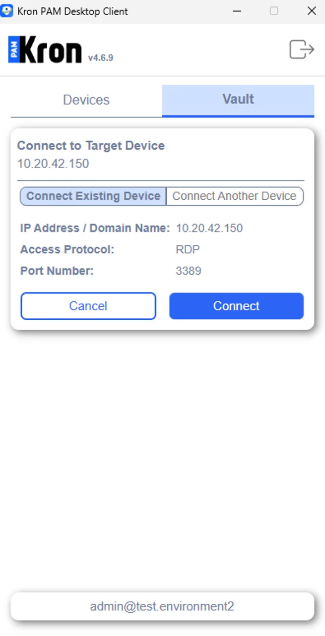 Connect to Target Device over Password Vault