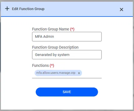 Function Definition for Each MFA Group