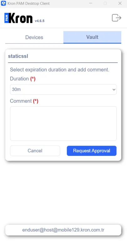 Requesting Approval before checking the password out Requesting Approval before checking the password out