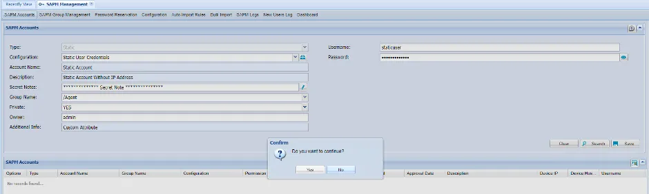 Adding Static Configured Static Accounts