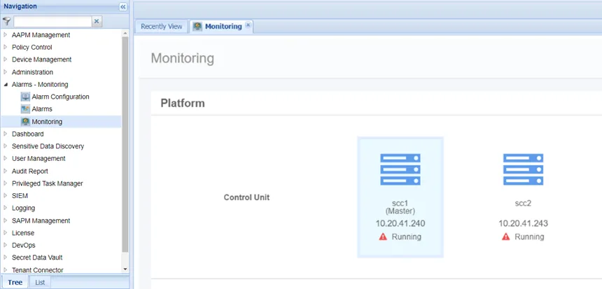 Monitoring Screen