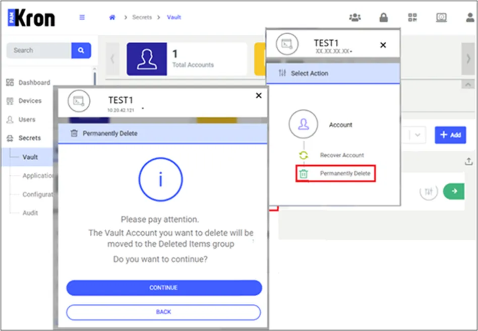 Permanently Delete Vault Account Option Permanently Delete Vault Account Option