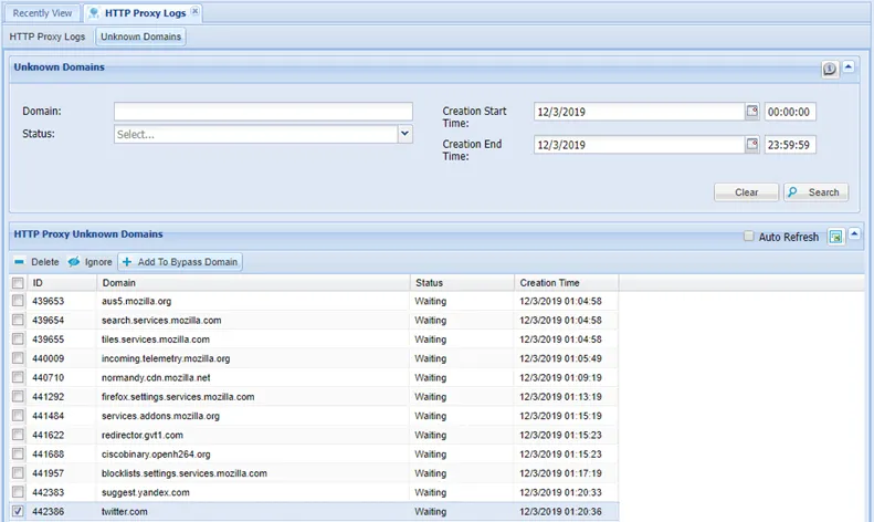 Adding unknown domains as bypass domains Adding unknown domains as bypass domains