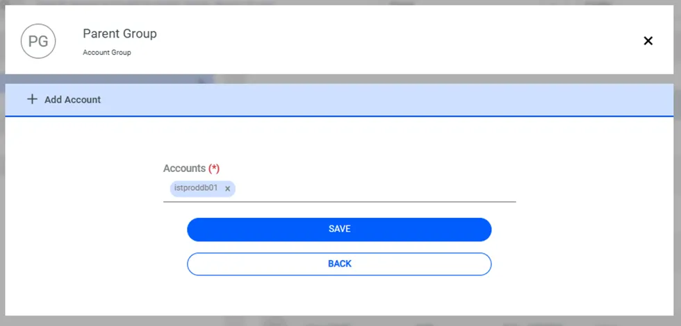 Add an account to the Account group. Add an account to the Account group.