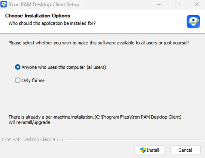 Select user(s) who will be allowed to use Kron PAM Desktop Client
