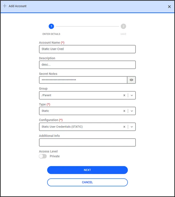 Adding Static Configured Static Accounts