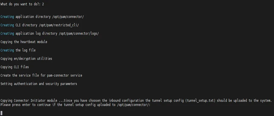 Uploading the tunnel setup config file