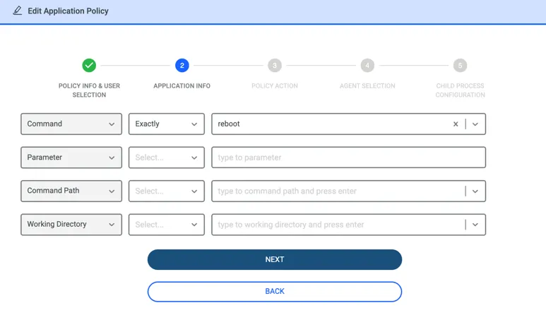 Entering Command related parameters