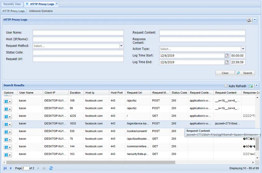 HTTP Proxy Logs