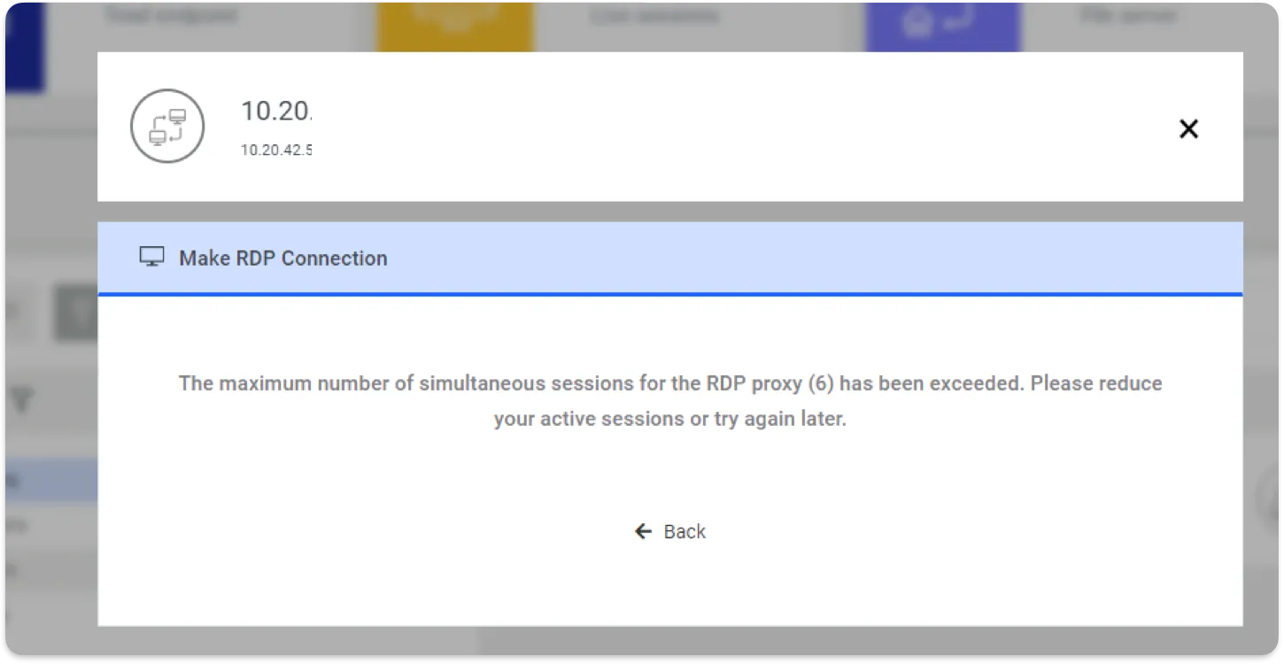 RDP Simultaneous Session Exceeded Message