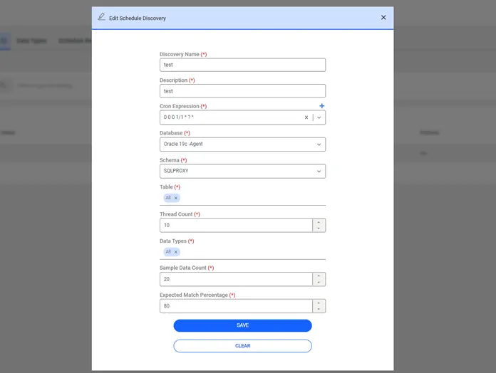 Schedule Data Discovery Schedule Data Discovery