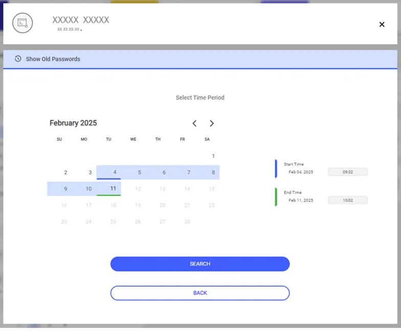Password History window 