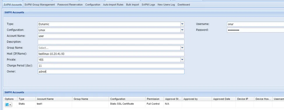 SAPM Configuration Parameters for Remote Application Login