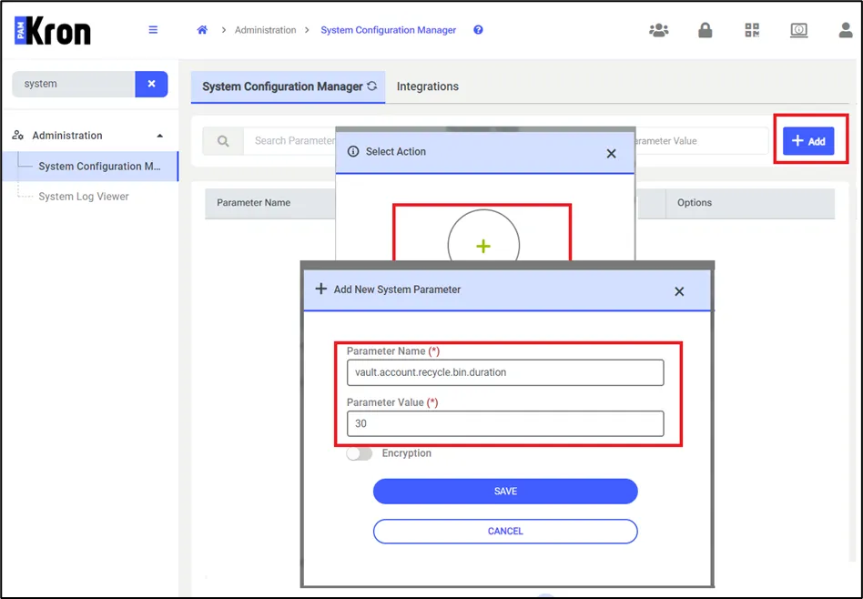 System Configuration Manager Screen System Configuration Manager Screen
