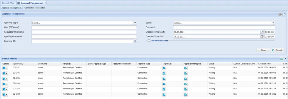 Approval Management Page