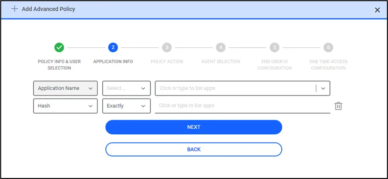 Policy Creation Application Info
